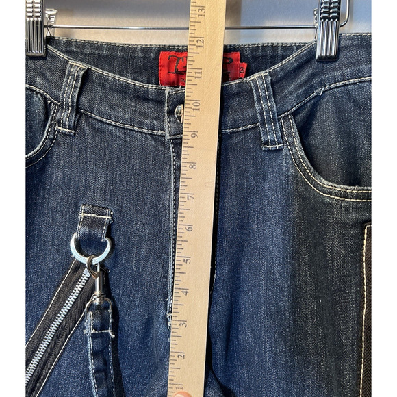 Tripp NYC Dark Blue Straight Leg Jeans with Zippers & Strap Accents - Picture 9 of 12